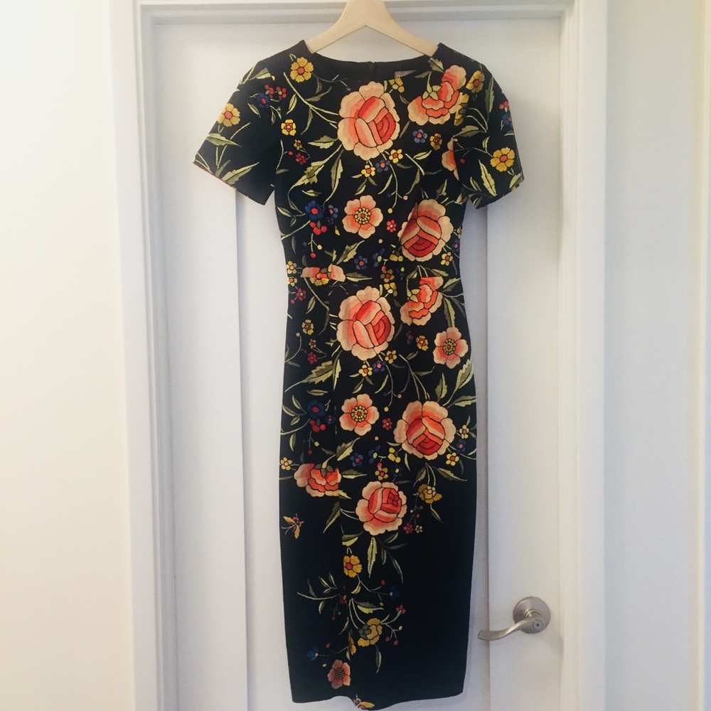 ASOS Wiggle Dress in Floral Embroidery Print